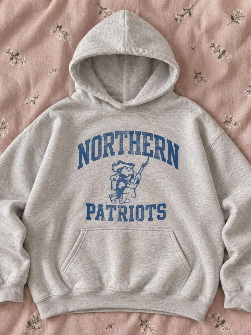 Vintage Northern Patriots Graphic Hoodie Ash Grey